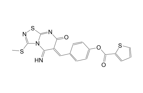 4-[(Z)-(5-imino-3-(methylsulfanyl)-7-oxo-5H-[1,2,4]thiadiazolo[4,5-a]pyrimidin-6(7H)-ylidene)methyl]phenyl 2-thiophenecarboxylate