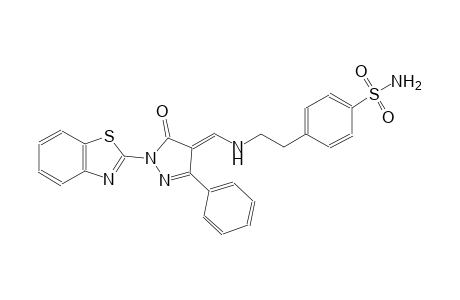 4-[2-({(E)-[1-(1,3-benzothiazol-2-yl)-5-oxo-3-phenyl-1,5-dihydro-4H-pyrazol-4-ylidene]methyl}amino)ethyl]benzenesulfonamide
