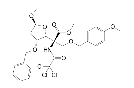 (2S)-2-[(2R,3R,5S)-3-benzoxy-5-methoxy-tetrahydrofuran-2-yl]-3-p-anisyloxy-2-[(2,2,2-trichloroacetyl)amino]propionic acid methyl ester