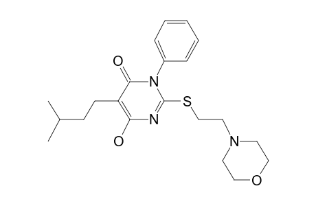 6-Hydroxy-5-(3-methyl-butyl)-2-(2-morpholin-4-yl-ethylsulfanyl)-3-phenyl-3H-pyrimidin-4-one