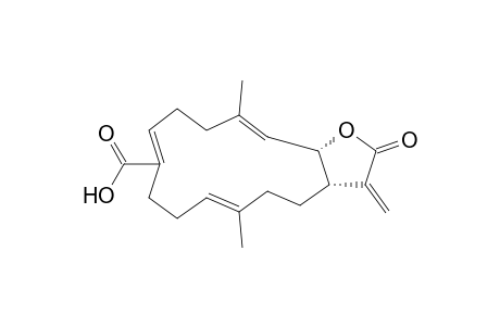 (E,E,E)-4,12-Dimethyl-15-methylene-cis-1,2,6,9,10,12,14-octahydro-16-oxocyclotetradeca[b]furan-8-carboxylic acid