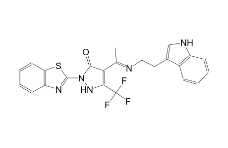 2-(1,3-benzothiazol-2-yl)-4-{(1E)-N-[(E)-2-(1H-indol-3-yl)ethyl]ethanimidoyl}-5-(trifluoromethyl)-1,2-dihydro-3H-pyrazol-3-one