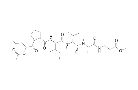 .beta.-Alanine, N-[N-[N-[N-[1-(D-2-hydroxyvaleryl)-L-prolyl]-L-isoleucyl]-N-methyl-L-valyl]-N-methyl-L-alanyl]-, methyl ester, acetate (ester)