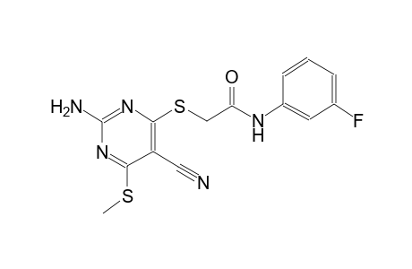 2-{[2-amino-5-cyano-6-(methylsulfanyl)-4-pyrimidinyl]sulfanyl}-N-(3-fluorophenyl)acetamide