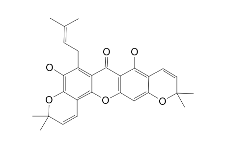 MANGOSTENONE-A;1,7-DIHYDROXY-8-(3-METHYLBUT-2-ENYL)-6',6'-DIMETHYLPYRANO-(2',3':3,2)-6'',6''-DIMETHYLPYRANO-(2'',3'':6,5)-XANTHONE