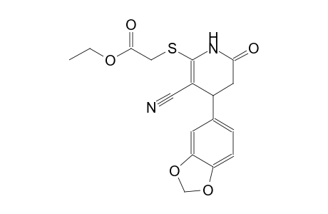 acetic acid, [[4-(1,3-benzodioxol-5-yl)-3-cyano-1,4,5,6-tetrahydro-6-oxo-2-pyridinyl]thio]-, ethyl ester