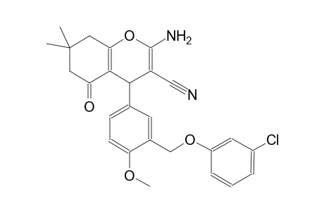 4H-1-benzopyran-3-carbonitrile, 2-amino-4-[3-[(3-chlorophenoxy)methyl]-4-methoxyphenyl]-5,6,7,8-tetrahydro-7,7-dimethyl-5-oxo-