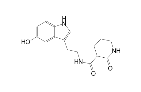 N-[2-(5-hydroxy-1H-indol-3-yl)ethyl]-2-oxo-3-piperidinecarboxamide
