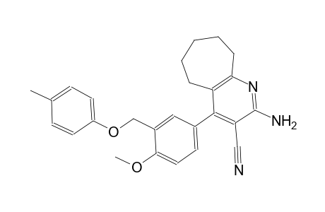2-amino-4-{4-methoxy-3-[(4-methylphenoxy)methyl]phenyl}-6,7,8,9-tetrahydro-5H-cyclohepta[b]pyridine-3-carbonitrile