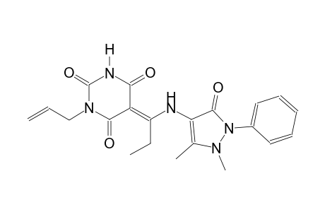 (5E)-1-allyl-5-{1-[(1,5-dimethyl-3-oxo-2-phenyl-2,3-dihydro-1H-pyrazol-4-yl)amino]propylidene}-2,4,6(1H,3H,5H)-pyrimidinetrione