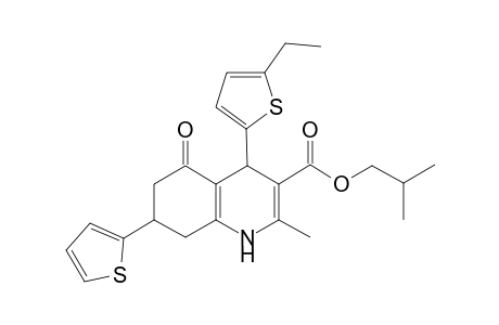 2-Methylpropyl 4-(5-ethylthiophen-2-yl)-2-methyl-5-oxidanylidene-7-thiophen-2-yl-4,6,7,8-tetrahydro-1H-quinoline-3-carboxylate