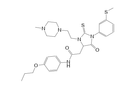 2-{3-[2-(4-methyl-1-piperazinyl)ethyl]-1-[3-(methylsulfanyl)phenyl]-5-oxo-2-thioxo-4-imidazolidinyl}-N-(4-propoxyphenyl)acetamide
