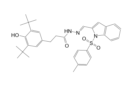 3-(3,5-ditert-butyl-4-hydroxyphenyl)-N'-((E)-{1-[(4-methylphenyl)sulfonyl]-1H-indol-2-yl}methylidene)propanohydrazide