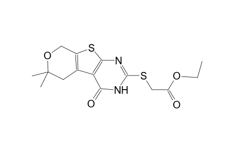 ethyl [(6,6-dimethyl-4-oxo-3,5,6,8-tetrahydro-4H-pyrano[4',3':4,5]thieno[2,3-d]pyrimidin-2-yl)sulfanyl]acetate