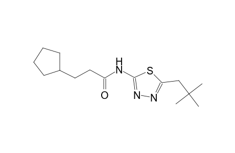 3-cyclopentyl-N-(5-neopentyl-1,3,4-thiadiazol-2-yl)propanamide