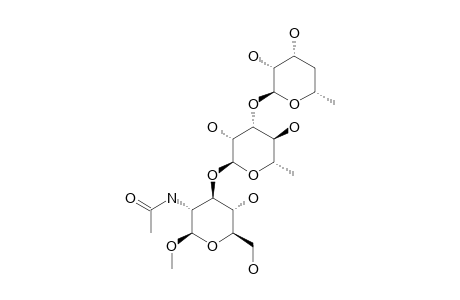 METHYL-2-ACETAMIDO-2-DEOXY-3-O-[3'-O-(4''-DEOXY-ALPHA-L-LYXO-HEXOPYRANOSYL)-ALPHA-L-RHAMNOPYRANOSYL]-BETA-D-GLUCOPYRANOSIDE
