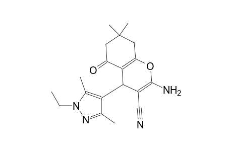 2-amino-4-(1-ethyl-3,5-dimethyl-1H-pyrazol-4-yl)-7,7-dimethyl-5-oxo-5,6,7,8-tetrahydro-4H-chromene-3-carbonitrile