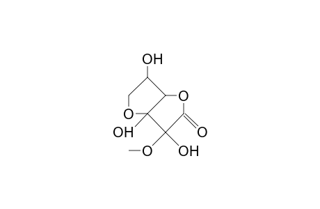 1,2,6-Trihydroxy-2-methoxy-4,8-dioxa-bicyclo(3.3.O)octan-3-one