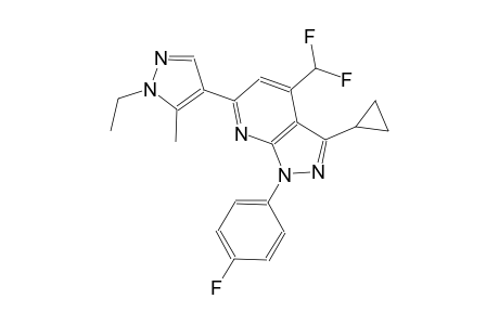 1H-pyrazolo[3,4-b]pyridine, 3-cyclopropyl-4-(difluoromethyl)-6-(1-ethyl-5-methyl-1H-pyrazol-4-yl)-1-(4-fluorophenyl)-