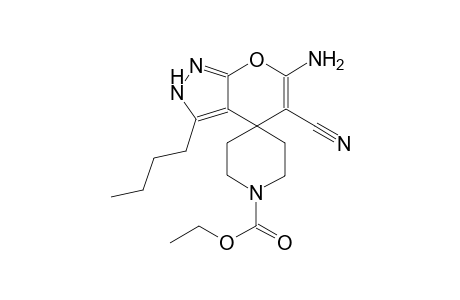 ethyl 6'-amino-3'-butyl-5'-cyano-2'H-spiro[piperidine-4,4'-pyrano[2,3-c]pyrazole]-1-carboxylate