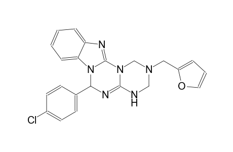 1H-[1,3,5]triazino[1',2':3,4][1,3,5]triazino[1,2-a]benzimidazole, 6-(4-chlorophenyl)-2-(2-furanylmethyl)-2,3,4,6-tetrahydro-