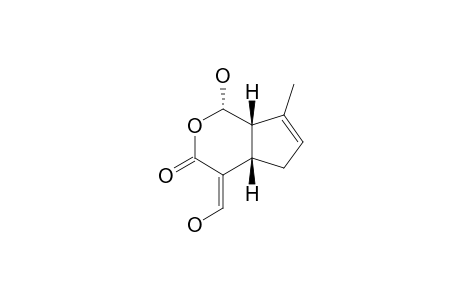 (+)-4,4A,5,7A-TETRAHYDRO-1-HYDROXY-4-(HYDROXYMETHYLENE)-7-METHYLCYCLOPENTA-[C]-PYRAN-3-(1H)-ONE
