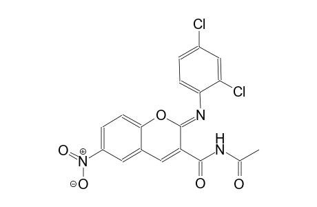 (2Z)-N-acetyl-2-[(2,4-dichlorophenyl)imino]-6-nitro-2H-chromene-3-carboxamide