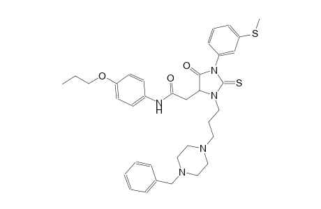 2-{3-[3-(4-benzyl-1-piperazinyl)propyl]-1-[3-(methylsulfanyl)phenyl]-5-oxo-2-thioxo-4-imidazolidinyl}-N-(4-propoxyphenyl)acetamide