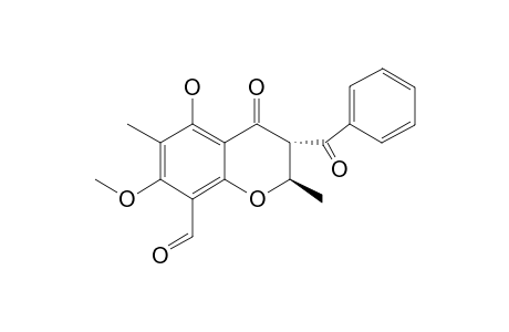 DESMOSDUMOTIN-A;5-HYDROXY-7-METHOXY-8-FORMYL-3-BENZOYL-2,6-DIMETHYL-2R,3S-DIHYDRO-CHROMONE