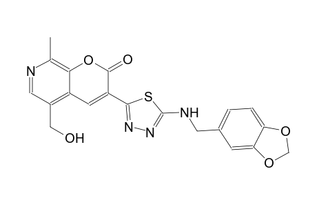 3-{5-[(1,3-benzodioxol-5-ylmethyl)amino]-1,3,4-thiadiazol-2-yl}-5-(hydroxymethyl)-8-methyl-2H-pyrano[2,3-c]pyridin-2-one