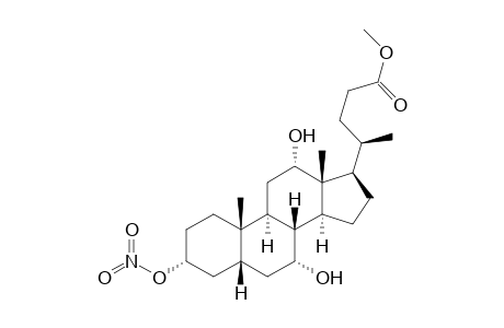 Methyl ester of (3.alpha.,5.beta.,7.alpha.,12.alpha.)-7,12-dihydroxy-3-(nitrooxy)cholan-24-oic acid