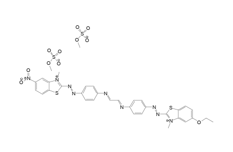 5-Ethoxy-3-methyl-2-{(1E)-2-{4-{{(1E,2E)-2-{{4-[(1E)-2-(3-methyl-5-nitrobenzothiazol-3-ium-2-yl)diazenyl]phenyl}imino}ethylidene}amino}phenyl}diazenyl}benzothiazol-3-ium Bis(methyl Sulfate)