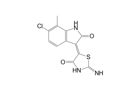 (3Z)-6-chloro-3-(2-imino-4-oxo-1,3-thiazolidin-5-ylidene)-7-methyl-1,3-dihydro-2H-indol-2-one