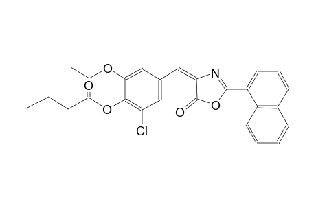 2-chloro-6-ethoxy-4-[(E)-(2-(1-naphthyl)-5-oxo-1,3-oxazol-4(5H)-ylidene)methyl]phenyl butyrate