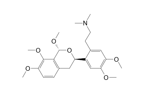 Benzeneethanamine, 2-(3,4-dihydro-1,7,8-trimethoxy-1H-2-benzopyran-3-yl)-4,5-dimethoxy-N ,N-dimethyl-, (1R-trans)-