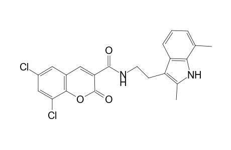 6,8-bis(chloranyl)-N-[2-(2,7-dimethyl-1H-indol-3-yl)ethyl]-2-oxidanylidene-chromene-3-carboxamide