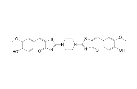 (5E)-5-(4-hydroxy-3-methoxybenzylidene)-2-{4-[(5E)-5-(4-hydroxy-3-methoxybenzylidene)-4-oxo-4,5-dihydro-1,3-thiazol-2-yl]-1-piperazinyl}-1,3-thiazol-4(5H)-one