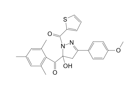 (5-Hydroxy-3-(4-methoxyphenyl)-1-(thiophen-2-carbonyl)-4,5-dihydro-1Hpyrazol-5-yl) (mesityl)methanone