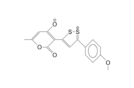 6-Methyl-3-(5'-(4-methoxy-phenyl)-1',2'-dithiole-3'-ylidene)-2,3-dihydro-pyran-2,4-dione