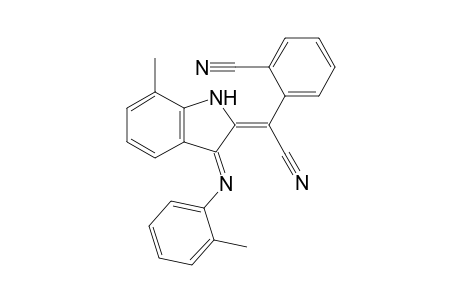 (E)-2-[1-Cyano-1-(2-cyanophenyl)methylidene]-7-methyl-3-(2-tolyl)imino-2,3-dihydro-1H-indole