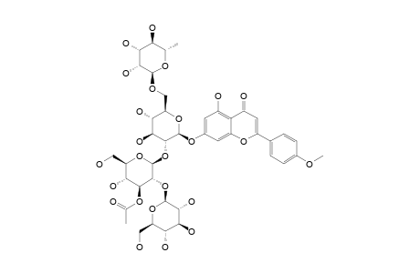ACACETIN-7-O-BETA-D-GLUCOPYRANOSYL-(1->2)-3-O-ACETYL-BETA-D-GLUCOPYRANOSYL-(1->2)-[ALPHA-L-RHAMNOPYRANOSYL-(1->6)]--BETA-