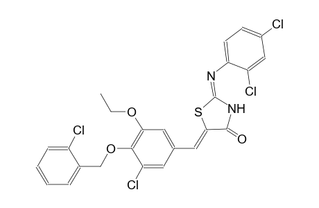 (2E,5Z)-5-{3-chloro-4-[(2-chlorobenzyl)oxy]-5-ethoxybenzylidene}-2-[(2,4-dichlorophenyl)imino]-1,3-thiazolidin-4-one