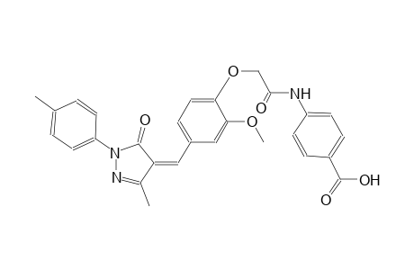 4-{[(2-methoxy-4-{(Z)-[3-methyl-1-(4-methylphenyl)-5-oxo-1,5-dihydro-4H-pyrazol-4-ylidene]methyl}phenoxy)acetyl]amino}benzoic acid