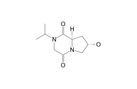 (6S,8R)-2,5-DIOXO-8-HYDROXY-4-ISOPROPYL-1,4-DIAZABICYClO-[4.3.0]-NONANE