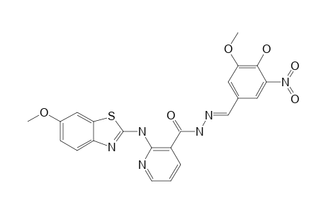 2-[N-(6-METHOXYBENZOTHIAZOLYL)-AMINO]-PYRIDINE-3-(3-METHOXY-4-HYDROXY-5-NITROPHENYL)-HYDRAZONE
