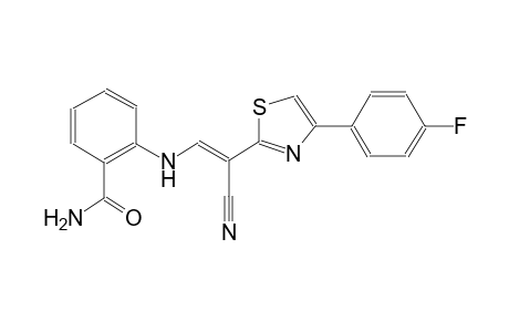 2-({(E)-2-cyano-2-[4-(4-fluorophenyl)-1,3-thiazol-2-yl]ethenyl}amino)benzamide