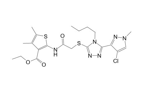 ethyl 2-[({[4-butyl-5-(4-chloro-1-methyl-1H-pyrazol-3-yl)-4H-1,2,4-triazol-3-yl]sulfanyl}acetyl)amino]-4,5-dimethyl-3-thiophenecarboxylate