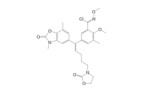 5-[(1E)-1-(3,7-Dimethyl-2-oxo-2,3-dihydro-1,3-benzoxazol-5-yl)-5-(2-oxo-1,3-oxazolidin-3-yl)pent-1-en-1-yl]-N,2-dimethoxy-3-methylbenzenecarboximidoyl Chloride