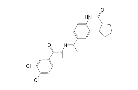 N-{4-[(1E)-N-(3,4-dichlorobenzoyl)ethanehydrazonoyl]phenyl}cyclopentanecarboxamide