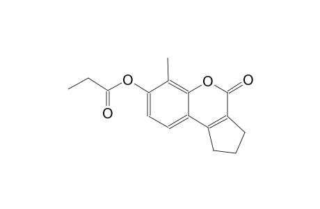 cyclopenta[c][1]benzopyran-4(1H)-one, 2,3-dihydro-6-methyl-7-(1-oxopropoxy)-